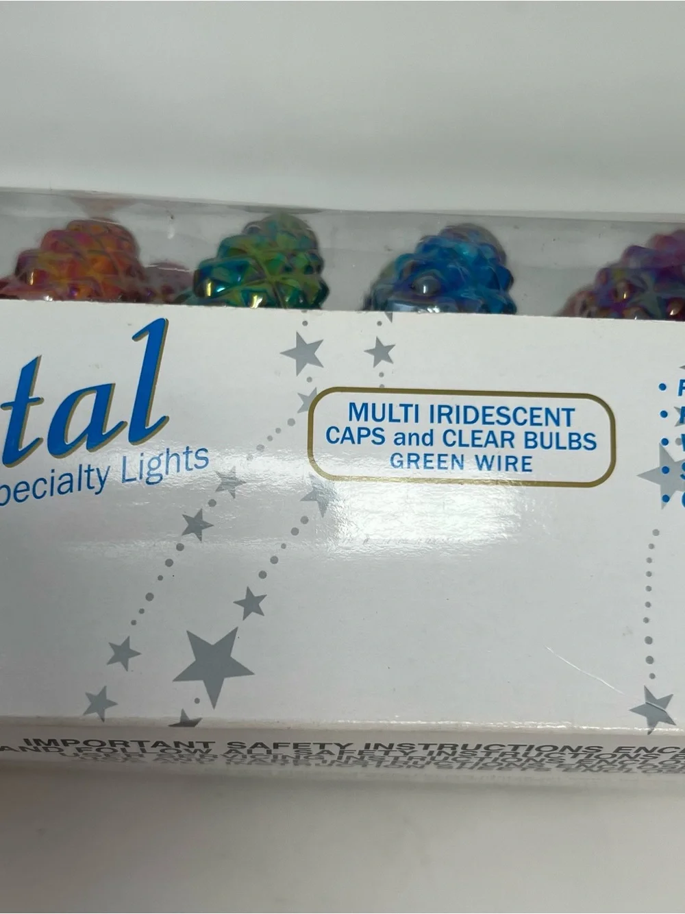 Vintage Crystal 25 Specialty Lights Multi Iridescent Pinecone Christmas WORKING